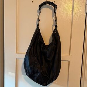 All Saints Elegant Black Leather Hobo Bag